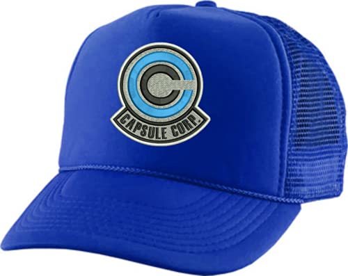 Image of ALLNTRENDS Adjustable Trucker Hat Capsule Corp Embroidered Mesh Baseball Cap Adult Graphic Anime Hats