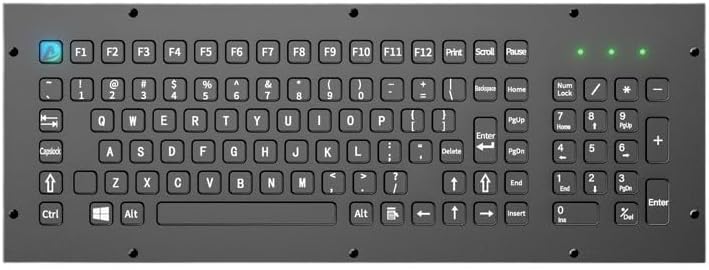 103 Keys Black Stainless Steel Industrial Metal Keyboard Front Panel Mount IP65 Waterproof with Number Keypad(USB)
