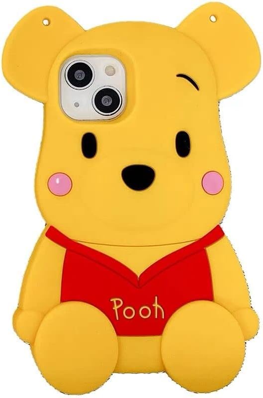 Image of COVERLY for iPhone 14 Plus Pooh Case 3D Cartoon Bear,Full Protective Winnie The Pooh Bee King Size Big Oversized Case Cute Soft Silicone Fashion Fun Aesthetic Cover for Apple iPhone 14 Plus