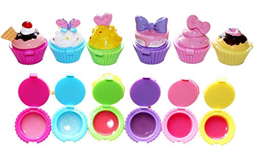 Toycamp cupcake Lip Gloss 6 Piece Girls Birthday Party Favors Easter Egg Filler Stuffer Christmas Gift FDA Approved