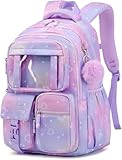 Dimensioni spaziose: 29 x 16 x 45 cm (larghezza x profondità x altezza). Peso: 0,8 kg; capacità: 21,8 l; scomparto principale con custodia per laptop, abbastanza spaziosa per contenere computer portatili da 15 pollici, iPad, raccoglitori A4, libri di testo, scatole per il pranzo, ecc. La seconda tasca si adatta all'essenziale della scuola, quaderno, astuccio. Le tasche trasparenti superiori e le 3 piccole tasche sul pannello frontale possono contenere gli oggetti quotidiani e un rapido accesso; le tasche laterali elastiche sono per bottiglia d'acqua e ombrello