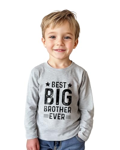Promoted to Big Brother T Shirt Gift for Toddler Boy Big Bro Announcement T-Shirt Long Sleeve Cotton Tees 2T-8Y