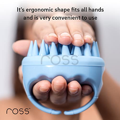 Image of Ross Hair Scalp Manual Massager Shampoo Hair Brush with Soft Silicone Bristles for Anti Dandruff, Exfoliating Care (Blue)