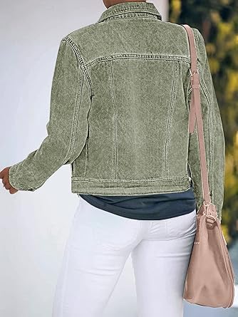 HipGlamp Women's Jean Jacket Classic Basic Button Down Long Sleeves Casual with Pockets - Image 4