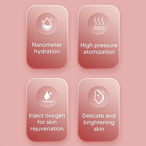 Miniatura 4 de Máquina facial de oxígeno, pulverizador de agua facial de mano recargable por USB con 3 botellas, herramienta para el cuidado de la piel (rosa)