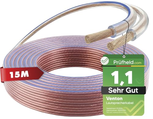 Isolamento in PVC robusto e durevole: l'isolamento in PVC trasparente e ignifugo protegge il cavo dell'altoparlante in rame in modo affidabile da calore, sollecitazioni meccaniche e influenze esterne. Ideale per l'uso permanente in casa, home theater o veicolo.