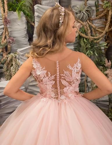 Tulle Flower Girl Dress for Wedding Lace Applique First Communion Dress for Girls Formal Dress Party Ball Gown3