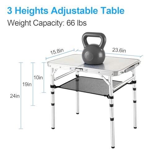 Mesa de Camping Plegable Pequeña YUFIFAIRY, Mesa Portátil de 2 pies, Plateada miniatura 5