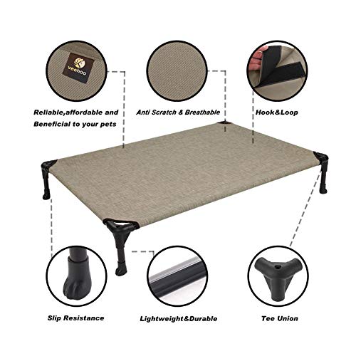 Veehoo Cooling Elevated Dog Bed, Portable Raised Pet Cot With Washable & Breathable Mesh, No-Slip Rubber Feet For Indoor & Outdoor Use, Large, Beige Coffee #TOP1