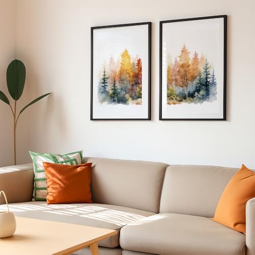 Image of COLOSSAL ART HOUSE Wall Art Set of 2 - 10x13 inch Framed Paintings for Living Room, Bedroom & Home Decor - Modern Wall Decoration for Interior Spaces, Aesthetic & Stylish Design Green