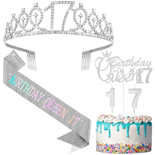Corona de tiara 17 y velas para tartas que solucionan la decoración de fiestas juveniles