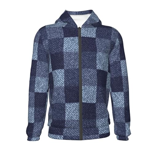 Blue Gingham Buffalo Check Kids Pullover Hoodies Boys Zip Up Sweatshirts Girls Athletic Clothes with Pocket2