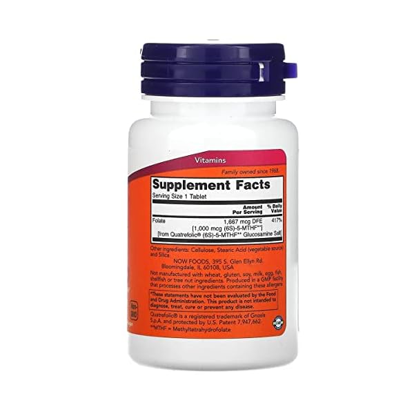 Metilfolato (Methyl Folate) 1000mg 90 Tabletes - Now - Imagem 3