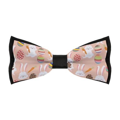 Jyyau Happy Easter Eggs Rabbit Bunny Pattern Bow Tie Adjustable Necktie For Men Business Fashion Pre-tied Tie Neckwear Novelty Accessory For Weddings Party Festival