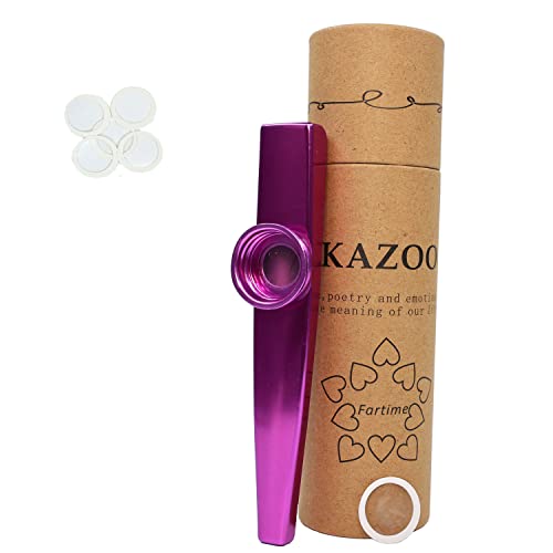 Fartime Purple Exquisite Aluminum Alloy Kazoo With 5 Kazoo Flute Diaphragms And A Beautiful Gift