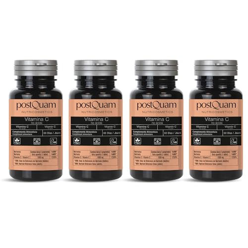 PostQuam - Vitamina C 240 Comprimidos - Refuerzo del Sistema Inmunológico y Antioxidante - Contribuye a la Producción de Colágeno y Reducción del Cansancio - Apto para Veganos