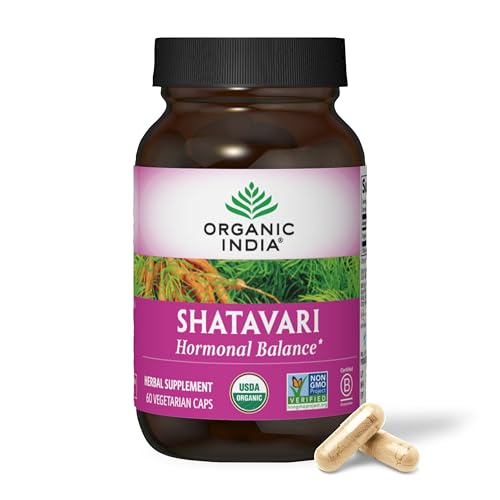 ORGANIC INDIA Shatavari Capsules - Herbal Supplement Supports Hormonal Balance & Immune System Vegan Gluten-Free USDA Organic Supports Reproductive Health - 60 Capsules