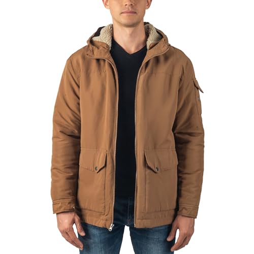 Alpine Swiss Shane Mens Sherpa Lined Parka Hooded Winter Coat