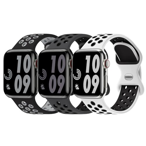 3 Pack Sport Bands Compatible with Apple Watch Band 44mm 45mm 46mm 42mm 41mm 40mm 38mm 49mm for Men...