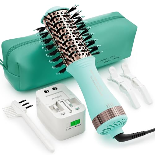 Travel Dual Voltage Hair Dryer Brush Blow Dryer Brush in One,2 Inch Hot Air Brush,Travel Hair...