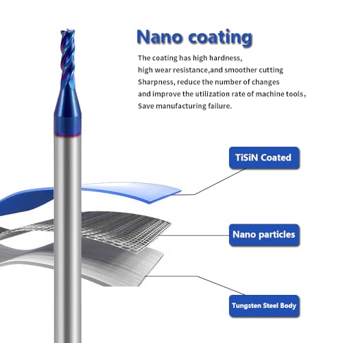 Image of Carbide Square End Mills-4 Flute HRC65 TiSiN Coated,for Milling Alloy Steels, Hardened Steel, Metal etc.1 Pcs D2x50mm