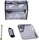 Interfashioner® Vogeltrage für Reisen, transparente Vogelbox mit Metallschale und Stehstange für Sittiche, Papageien, Wellensittiche, Nymphensittiche (grau)