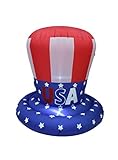 4 Foot Tall Patriotic Independence Day 4Th Of July Inflatable American Flag Usa Uncle Sam Star Spangled Top Hat Lighted Blowup Party Decoration Outdoor Indoor Home Celebration Garden Yard Photo Prop