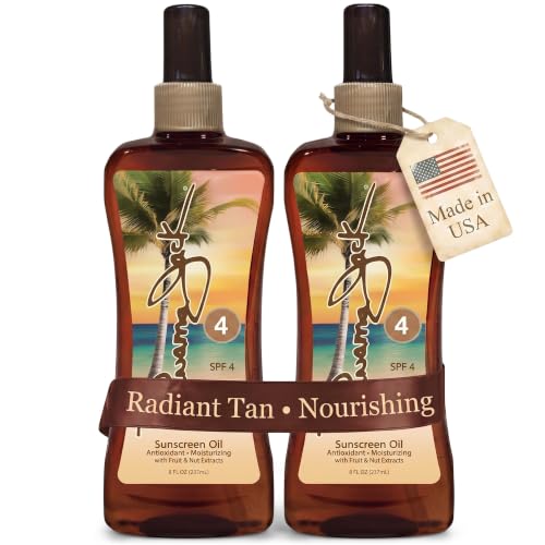 Image of Panama Jack Sunscreen Tanning Oil - SPF 4, PABA, Paraben, Gluten & Cruelty Free, Antioxidant Formula with Exotic Oils and Fruit & Nut Extracts, 8 FL OZ (Pack of 2)