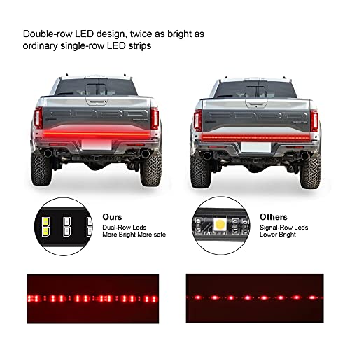Truck Tailgate Light Bar Double Row LED Flexible Strip 60" Turn Signal Brake Reverse light for Pickup Trailer, Red/White (60 INCH, 2 Row) - Thumbnail 4