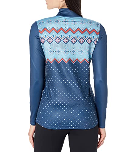 Hot Chillys Women's Premium Zip-T Midweight Body Fit Base Layer - Cross Country Fair Isle, Large #TOP1