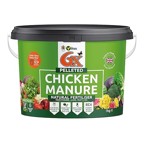 Pelleted Chicken Manure Fertiliser - 100% Natural Organic Plant Food for Flowers, Lawns, Vegetables & Pots | Rich in Nutrients (Pelleted Chicken Manure Fertiliser 7Kg)