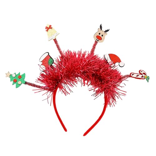 Hkfgdjdl Serre-tête de Noël étincelant avec motif d'élan pailleté et cloches pour fête sur le thème des vacances de famille