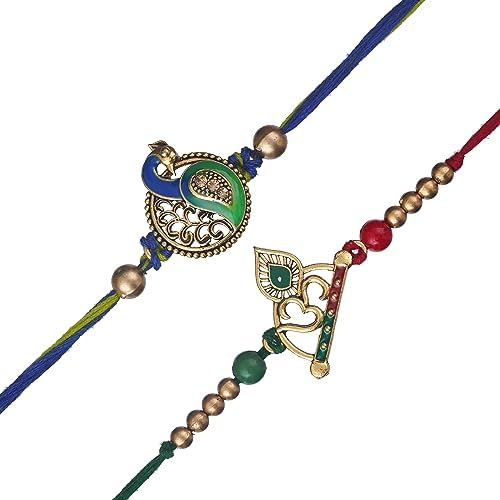 eCraftIndia Set of 2 Multicolor Religious Om Symbol and Peacock Designer Rakhis with Roli Chawal Pack and Happy Rakhi Wooden Cutout - Rakhi for Brother, Bhaiya, Bhai (B0CFFQ8P6S) Amazon Price History, Amazon Price Tracker