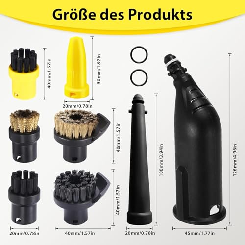 Magicbox 10-tlg Zubehörset für Kärcher Dampfreiniger SC1-SC5 Dampfreiniger | Profi Reinigungsset mit Verlängerungsdüse,Rundbürsten & Fugendüse | Teppichreinigung | Hitzebeständiges ABS+Nylon