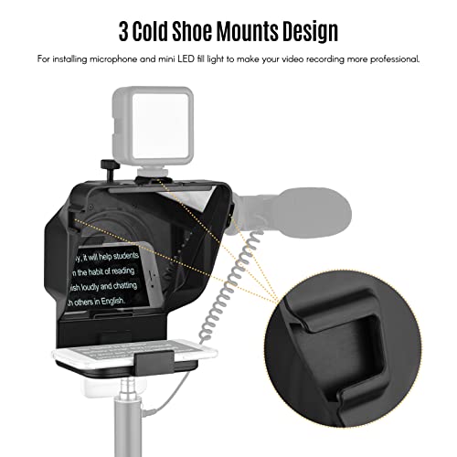 teleprompter para,mewmewcat Prompter de teleprompter de smartphone portátil com adaptador de suporte