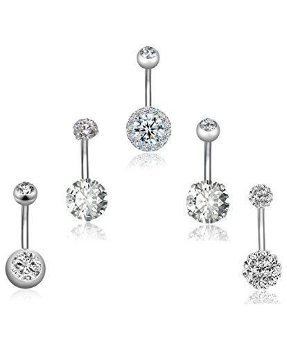 REVOLIA 14G Stainless Steel Belly Button Rings for Women Navel Rings CZ Body Piercing2