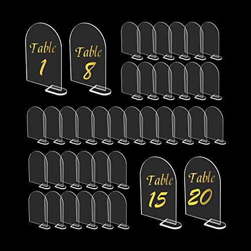 YWNYT Lot de 40 Panneaux en Acrylique Transparent en Forme d'arche, Cartes d'invités Vierges, Cartes de nom en Forme d'arche en Acrylique, Numéros de Table pour Les dîners de Mariage, 10,2 x 15,2 cm Cover