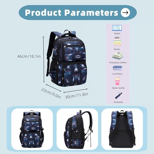Image of Galaxy-Print School-Bag Backpack for Boys Middle-School Elementary Bookbag