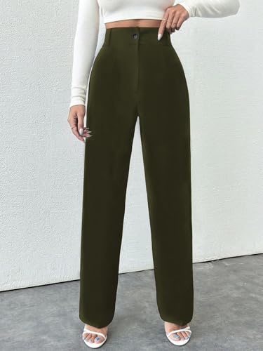 Image of Toochki Trousers for Woman Pants Women's Formal Office Korean | Black Track Pant | Straight | Cotton Spandex Stretchable Trouser | High-Waisted Bottom Wear