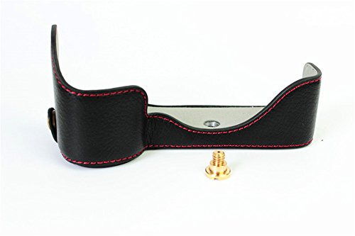 Sony A7 Case, Bolinus Handmade Genuine Real Leather Half Camera Case Bag Cover For Sony Alpha A7 A7R A7S Bottom Opening Version + Hand Strap -Black #TOP5