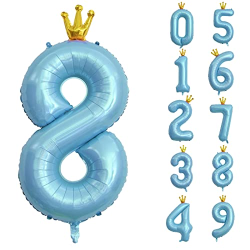 養楽堂 誕生日 数字バルーン 数字 王冠 40インチ 0-9 大きい 風船 セット バースデー パーティー デコレーション セット 飾り風船 パーティー お祝い 結婚式 記念日 お祝い 誕生日 飾り付け 子供 大人兼用 ブルー8