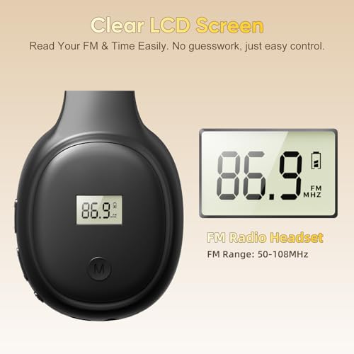 Image of Portable Personal FM Radio Headphones, Comfortable Radio Headset with Type-C Fast Charging Rechargeable Battery Long Playtime, Earmuff FM Radio for Seniors, Meeting FM Receiver