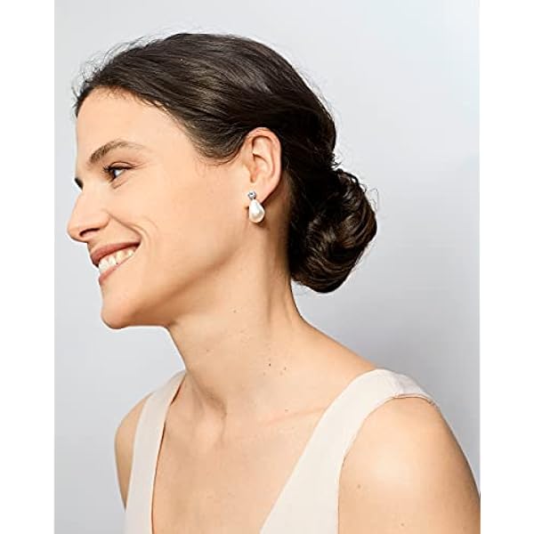 Pendientes de Mujer de Perlas Cultivadas de Agua Dulce Barrocas colgantes o con Circonita Grande SECRET & YOU Diseño Tú y Yo - Pendientes de Plata de Ley Rodiada de 925 milésimas con tuerca grande.