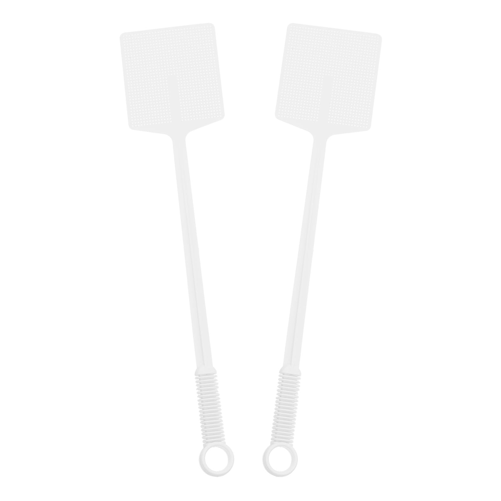 sourcing map 2pcs Fly Swatter 4.5"x3.9" Plastic Manual Heavy Duty Long Handle Fly Swatter for Home Indoor Outdoor, White