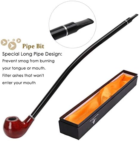 Long Smoking Pipes - Churchwarden Smoking Pipe with 3 - in - 1 Pipe Scraper, Pipe Reamer & Other Smoking Accessories in Gift Smoking Box (Red)