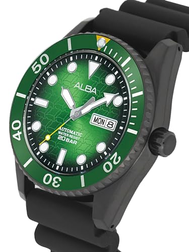 ALBA Silicone Men's Analog Wristwatch Al4439X1, Dial Color-Green, Band Color-Black - Image 2