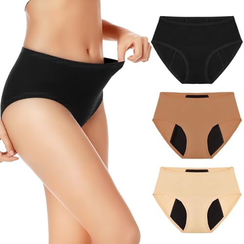 Soleurfe Bragas Menstruales Mujer Flujo Abundante Ropa Interior Algodon Bragas Regla Reutilizables 3 Pack