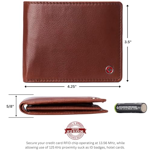 Image of Alpine Swiss Connor Executive Bifold Wallet | Business Passcase for Men | Premium Leather | Dual ID Windows | RFID Blocking | Gift Box Included Soft Nappa Tan