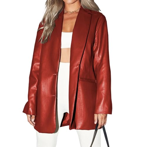 Chaquetas de cuero para mujer, trajes de motociclista para salir, chaqueta bomber sintética con cremallera, blazers informales ext