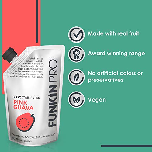 Funkin Guava Puree | 100% Real Fresh Fruit Juice for Cocktails, Drinks, Smoothies, Cooking 2.2 lbs with No Added Preservatives or Flavorings | Gluten Free